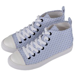 Alice Blue Quatrefoil In An English Country Garden Women s Mid-top Canvas Sneakers by PodArtist