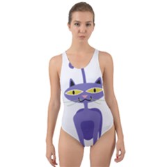 Cat Clipart Animal Cartoon Pet Cut-out Back One Piece Swimsuit by Sapixe