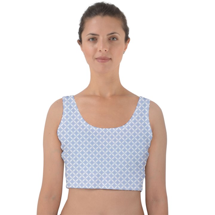 Alice Blue Quatrefoil in an English Country Garden Velvet Crop Top