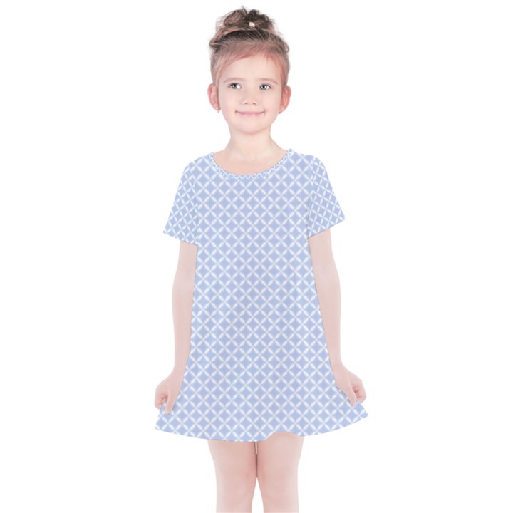 Alice Blue Quatrefoil in an English Country Garden Kids  Simple Cotton Dress