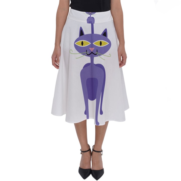 Cat Clipart Animal Cartoon Pet Perfect Length Midi Skirt