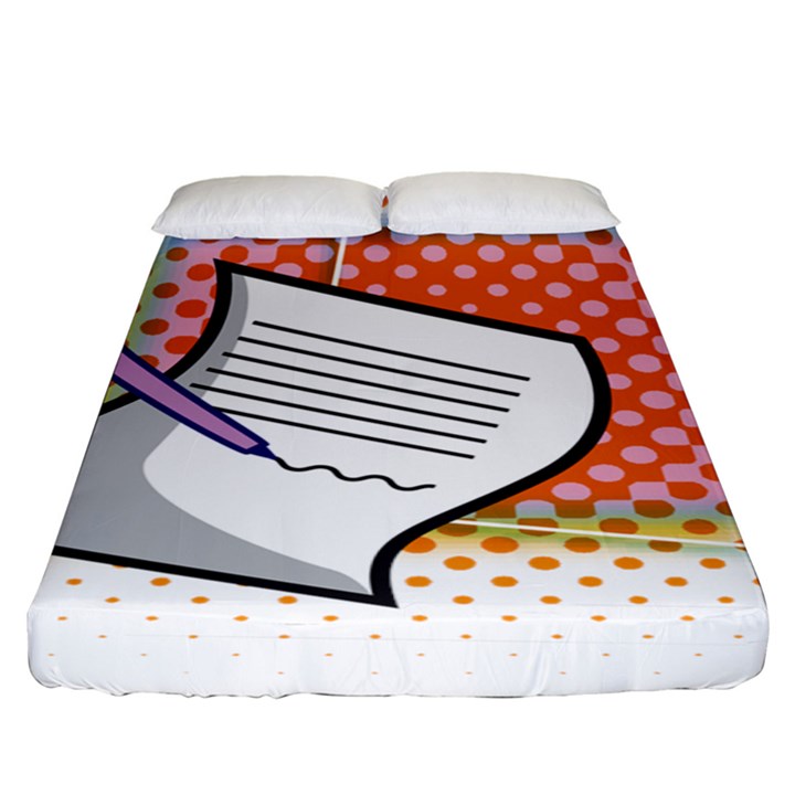 Letter Paper Note Design White Fitted Sheet (King Size)