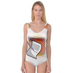 Letter Paper Note Design White Princess Tank Leotard  by Sapixe