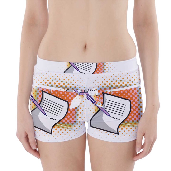 Letter Paper Note Design White Boyleg Bikini Wrap Bottoms