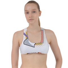 Letter Paper Note Design White Criss Cross Racerback Sports Bra by Sapixe