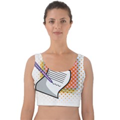 Letter Paper Note Design White Velvet Crop Top by Sapixe