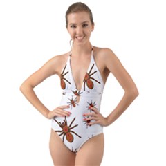 Nature Insect Natural Wildlife Halter Cut-out One Piece Swimsuit