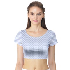 Alice Blue Hearts In An English Country Garden Short Sleeve Crop Top by PodArtist