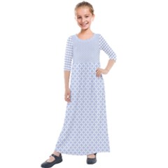 Alice Blue Hearts In An English Country Garden Kids  Quarter Sleeve Maxi Dress by PodArtist