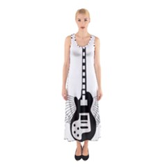 Guitar Abstract Wings Silhouette Sleeveless Maxi Dress by Sapixe