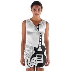 Guitar Abstract Wings Silhouette Wrap Front Bodycon Dress by Sapixe