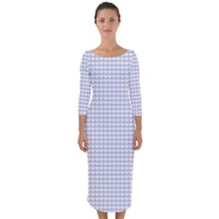 Alice Blue Hearts In An English Country Garden Quarter Sleeve Midi Bodycon Dress by PodArtist