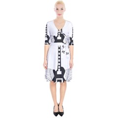 Guitar Abstract Wings Silhouette Wrap Up Cocktail Dress by Sapixe