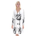 Guitar Abstract Wings Silhouette Long Sleeve Velvet Front Wrap Dress View1