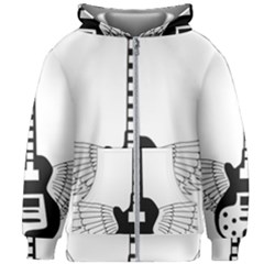 Guitar Abstract Wings Silhouette Kids Zipper Hoodie Without Drawstring