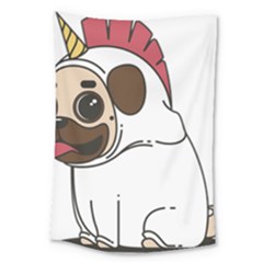 Pug Unicorn Dog Animal Puppy Large Tapestry by Sapixe