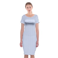 Alice Blue White Kisses In English Country Garden Classic Short Sleeve Midi Dress by PodArtist