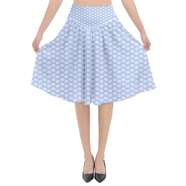 Alice Blue White Kisses in English Country Garden Flared Midi Skirt