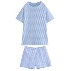 Alice Blue White Kisses In English Country Garden Kids  Swim Tee And Shorts Set by PodArtist