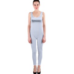 Alice Blue Pinstripe In An English Country Garden One Piece Catsuit by PodArtist