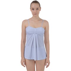 Alice Blue Pinstripe In An English Country Garden Babydoll Tankini Set by PodArtist