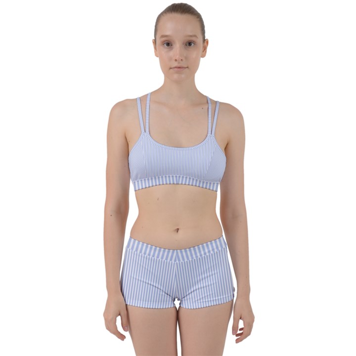 Alice Blue Pinstripe in an English Country Garden Women s Sports Set