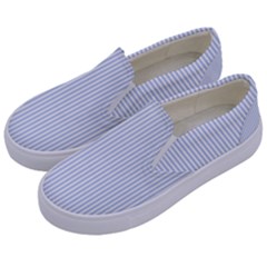 Alice Blue Pinstripe In An English Country Garden Kids  Canvas Slip Ons by PodArtist