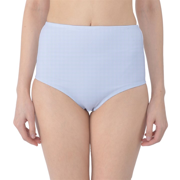 Alice Blue Houndstooth in English Country Garden Classic High-Waist Bikini Bottoms