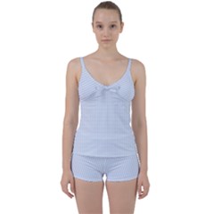 Alice Blue Houndstooth In English Country Garden Tie Front Two Piece Tankini by PodArtist