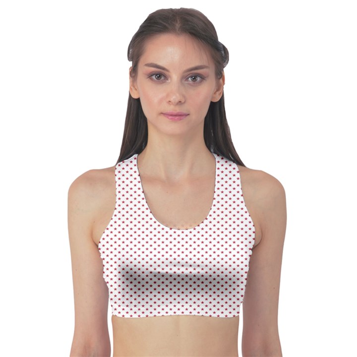 USA Flag Red Stars on White Sports Bra