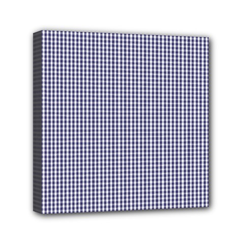 Usa Flag Blue And White Gingham Checked Mini Canvas 6  X 6  by PodArtist