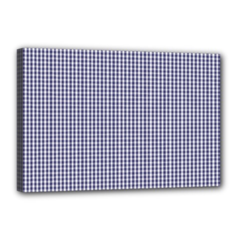 Usa Flag Blue And White Gingham Checked Canvas 18  X 12  by PodArtist