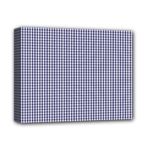 Usa Flag Blue And White Gingham Checked Deluxe Canvas 14  X 11  by PodArtist