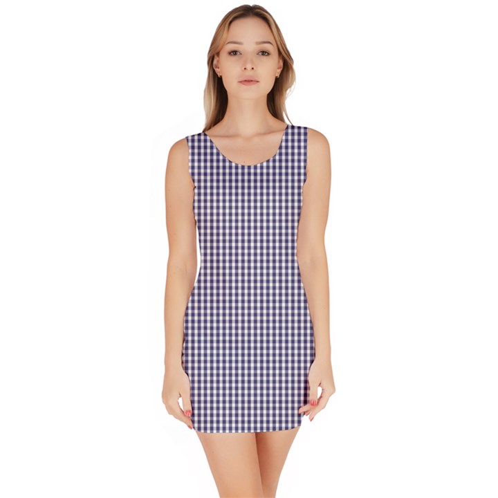 USA Flag Blue and White Gingham Checked Bodycon Dress