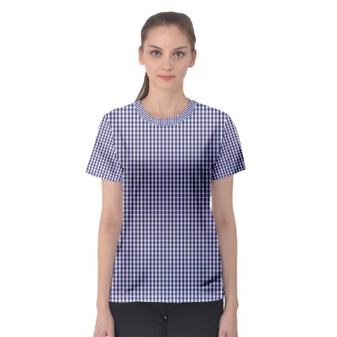 Usa Flag Blue And White Gingham Checked Women s Sport Mesh Tee by PodArtist