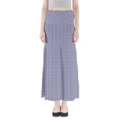 Usa Flag Blue And White Gingham Checked Full Length Maxi Skirt by PodArtist