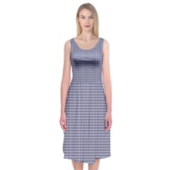 Usa Flag Blue And White Gingham Checked Midi Sleeveless Dress by PodArtist