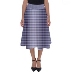 Usa Flag Blue And White Gingham Checked Perfect Length Midi Skirt by PodArtist