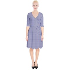 Usa Flag Blue And White Gingham Checked Wrap Up Cocktail Dress by PodArtist