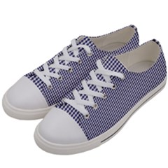 Usa Flag Blue And White Gingham Checked Women s Low Top Canvas Sneakers by PodArtist