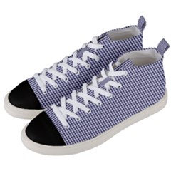 Usa Flag Blue And White Gingham Checked Men s Mid-top Canvas Sneakers by PodArtist