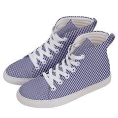 Usa Flag Blue And White Gingham Checked Women s Hi-top Skate Sneakers by PodArtist