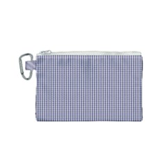 Usa Flag Blue And White Gingham Checked Canvas Cosmetic Bag (small)