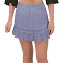 USA Flag Blue and White Gingham Checked Fishtail Mini Chiffon Skirt View1