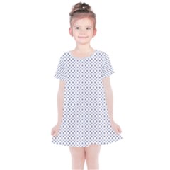 Usa Flag Blue Stars On White Kids  Simple Cotton Dress