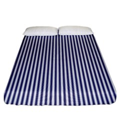 Usa Flag Blue And White Stripes Fitted Sheet (king Size) by PodArtist