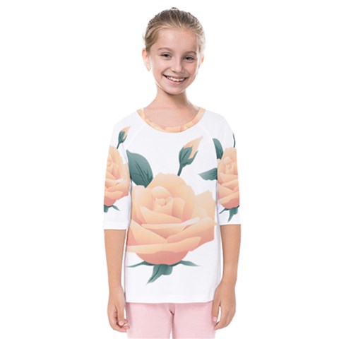 Rose Flower Nature Floral Summer Kids  Quarter Sleeve Raglan Tee by Sapixe