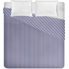 Usa Flag Blue And White Stripes Duvet Cover Double Side (king Size) by PodArtist