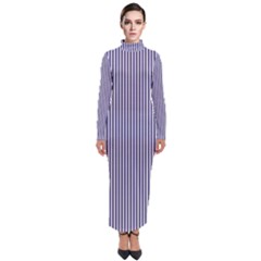 Usa Flag Blue And White Stripes Turtleneck Maxi Dress