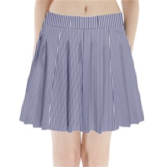 Usa Flag Blue And White Stripes Pleated Mini Skirt by PodArtist